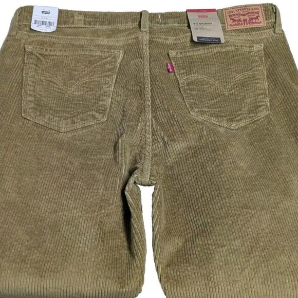 NEW Levi's 711 Pants Women 32x30 Corduroy Skinny Mid Rise Beige NWT - Picture 4 of 10